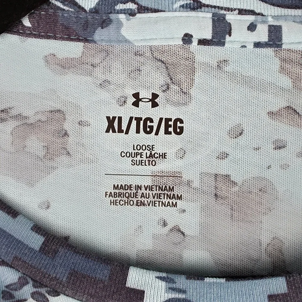 Under Armour Loose Digital Tiger UA ABC Camo T-Shirt Mens XL Blue Short Sleeve